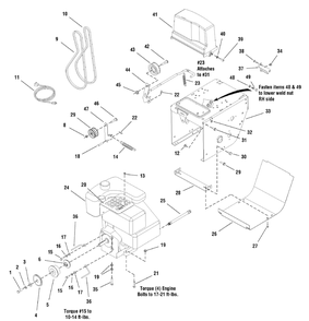 Engine And Frame Group Diagram and Parts List for 1695450-LP1695450-1332PE 2008 Briggs and Stratton Snow Blower